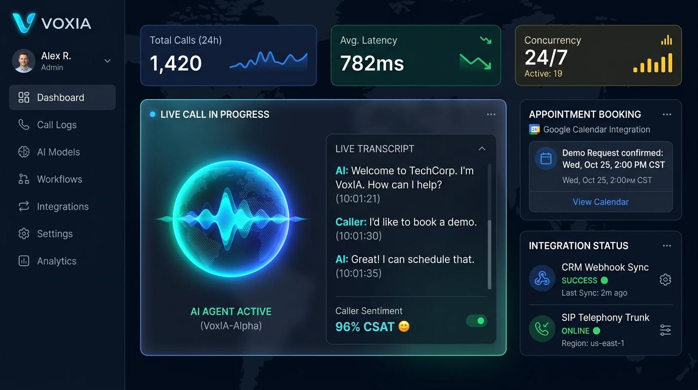 AI Call Agent - Real-time Voice AI & Telephony Dashboard