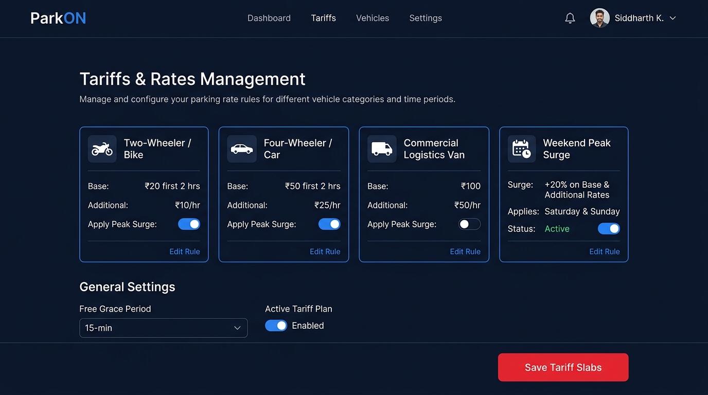 ParkON - Tariffs and Rates Management Engine